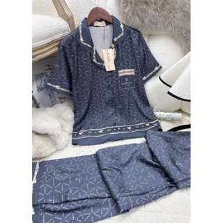 Bộ pijama tay ngắn quần dài lụa Sam luxury, bộ mặc nhà cao cấp