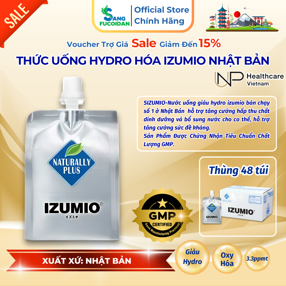 Combo 3 - 15 Gói Nước Giàu Hydrogen IZUMIO Thanh Lọc Cơ Thể - Nhập Khẩu Chính Hãng Nhật Bản Naturall