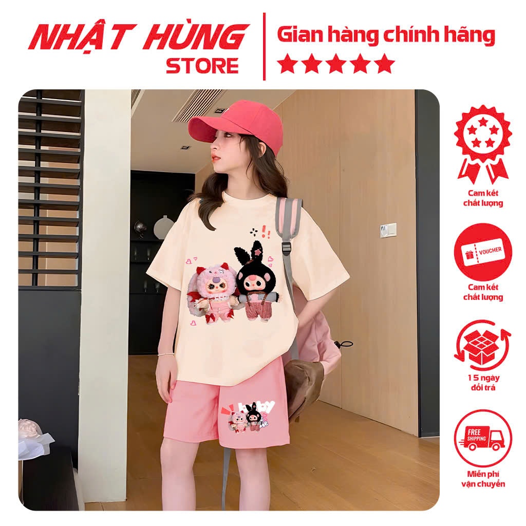 Bộ thun in hai bé BABY THREE cho bé và mẹ mặc chung đôi chất thun cotton 4c hiệu Nhật Hùng size từ 1