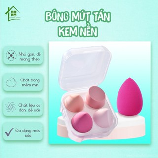 Bông mút trang điểm tán kem nền đều, mềm mịn đàn hồi cao, đa năng giúp nền căng bóng