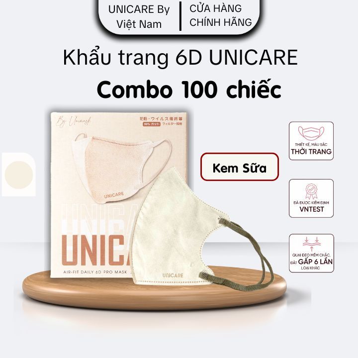 UNICARE Combo 100 chiếc mix màu, Khâu trang 6D Uincare Pro mask 6 màu hottrend 2024