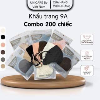 UNICARE Combo 200 Chiếc Khẩu trang 9A Unicare che kín mặt, Khẩu trang kháng khuẩn cao cấp