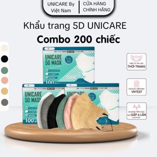 UNICARE 200 Chiếc Khẩu Trang 5D Unimask Chính Hãng Kháng Khuẩn 3 Lớp Chống Bụi Mịn