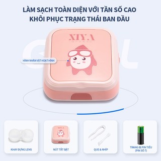   COD Fresh lady Hộp Rửa Lens Máy Rửa Lens Sóng Âm 360 Độ Dụng Cụ Rửa Lens Tự Động Nhỏ Gọn Kèm Nhíp Gắp 