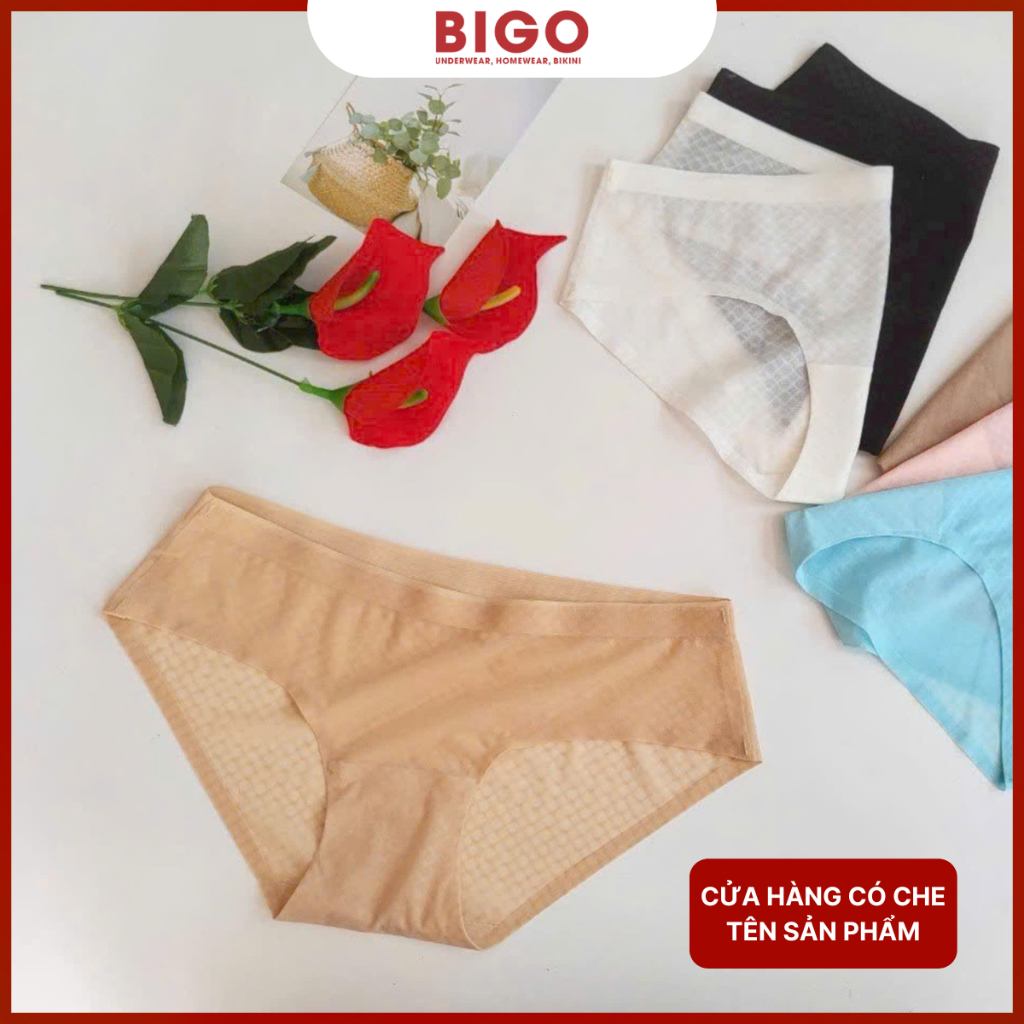 Quần lót nữ BIGO cạp thấp su caro không lộ viền BGC220074