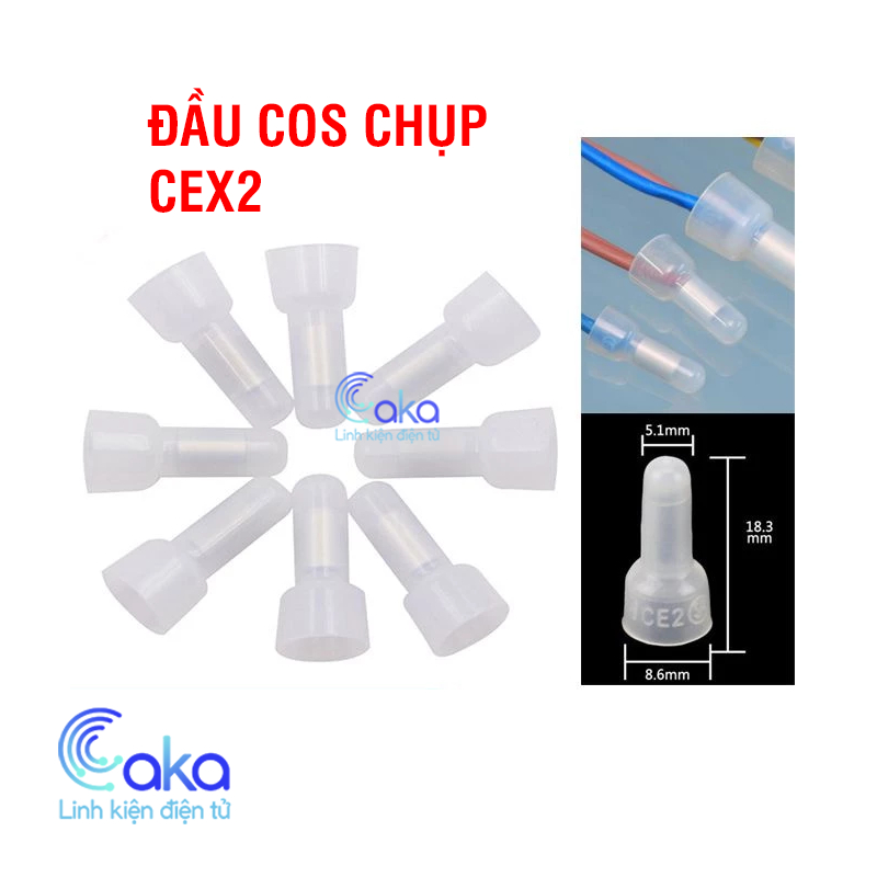 [Gói 50] Đầu chụp cos CE2X phi 3 nối nhanh dây điện hình nón