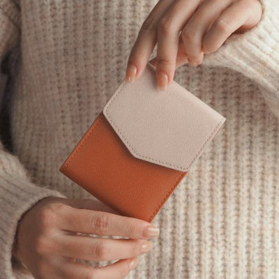 Ví Da Nữ Gập Đôi Mini Nhỏ Gọn Da thật - da Saffiano - Flap Wallet thương hiệu Lagom