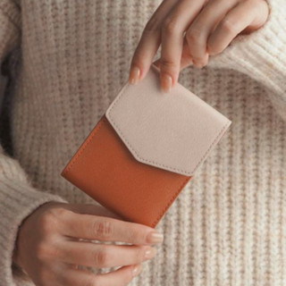 Ví Da Nữ Gập Đôi Mini Nhỏ Gọn Da thật - da Saffiano - Flap Wallet thương hiệu Lagom