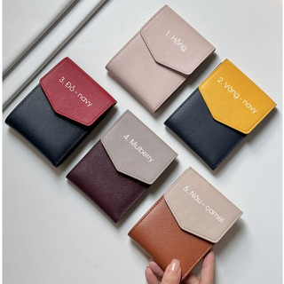 Ví Da Nữ Gập Đôi Mini Nhỏ Gọn Da thật - da Saffiano - Flap Wallet thương hiệu Lagom