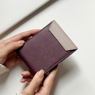Ví Da Nữ Gập Đôi Mini Nhỏ Gọn Da thật - da Saffiano - Flap Wallet thương hiệu Lagom