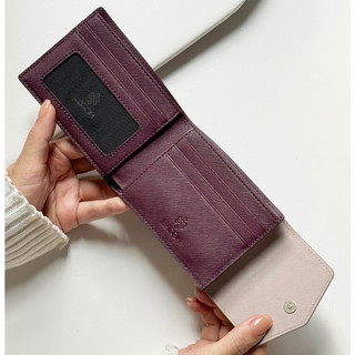 Ví Da Nữ Gập Đôi Mini Nhỏ Gọn Da thật - da Saffiano - Flap Wallet thương hiệu Lagom