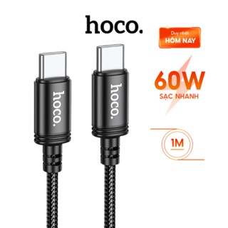 Cáp sạc nhanh 2 đầu Type c 60w Hoco, Dây sạc bọc dù C to C hỗ trợ sạc nhanh chống dối gẫy dài 1m 1m2 2m 3m