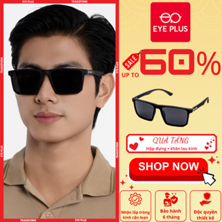 Kính Râm Phân Cực Thể Thao Dáng Vuông Eye Plus 2231 Gọng Kính Mát Nhựa Nhám Mắt Đen Chống UV400