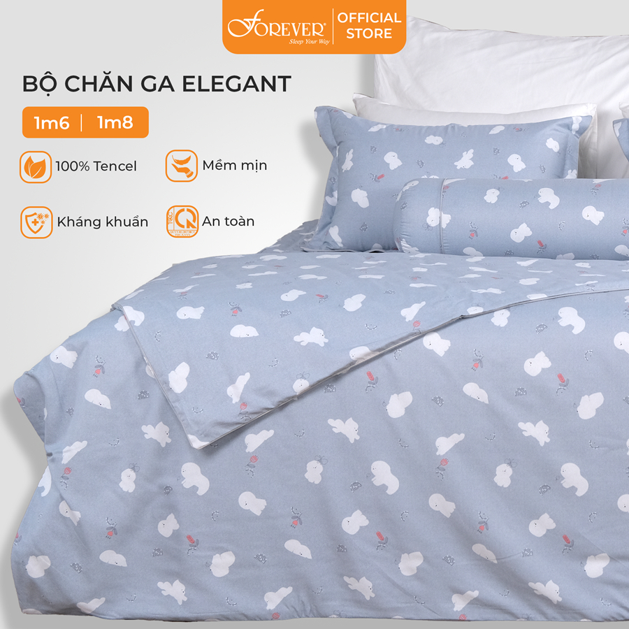 Bộ chăn ga gối chần bông 4 món FOREVER Elegant H168 100% Tencel kháng khuẩn, mềm mại