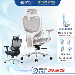 [Hot] Ghế công thái học Govi Maris Nâng hạ khung lưng, điều chỉnh đỡ lưng 3 nấc, bảo hành 5 năm