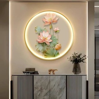Tranh Đèn Led Họa Tiết Hoa Sen Treo Tường Tráng Gương Khung Nhôm Vàng Xước Cao Cấp Trang trí Phòng Thờ