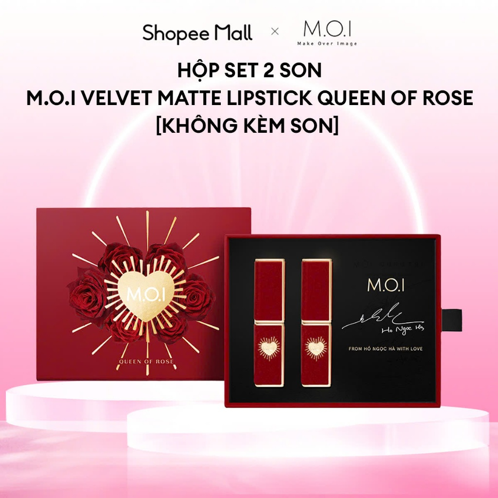 [QUÀ TẶNG KHÔNG BÁN] [KHÔNG KÈM SON] Hộp Set 2 Son MOI Velvet Matte Lipstick Queen Of Rose