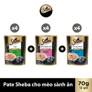 SHEBA Pate cho mèo sành ăn - Thức ăn cho mèo trưởng thành dạng sốt, 70g, 12 gói