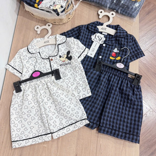 Set 2 Bộ quần áo Pijama MICKEY cộc tay cho Bé Trai, Bé Gái chất thô mềm cao cấp dễ thương, thoải mái
