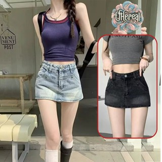 Chân Váy Jean Bò Nữ Ngắn Kiểu Dáng Chữ A Có Lót Quần Bên Trong - Quần Giả Váy Jean Chất Vải Dày Dặn