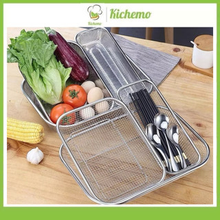  Rổ lưới đa năng Rổ inox hình chữ nhật 4 kích thước độ bền cao Rổ 304 đựng hoa quả siêu đẹp 