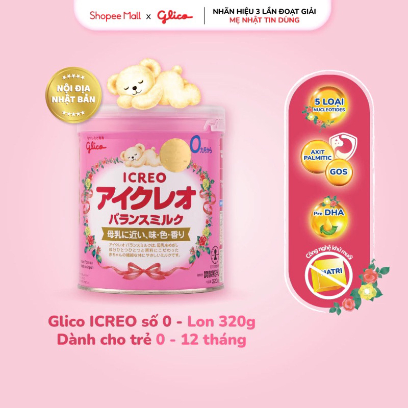 (Đã T5/2026) Sữa Glico Icreo Số 0 Lon 320g Dành Cho Bé