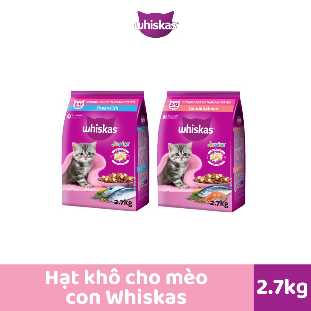 WHISKAS Thức ăn dạng hạt cho mèo con từ 2-12 tháng tuổi, 2.7kg