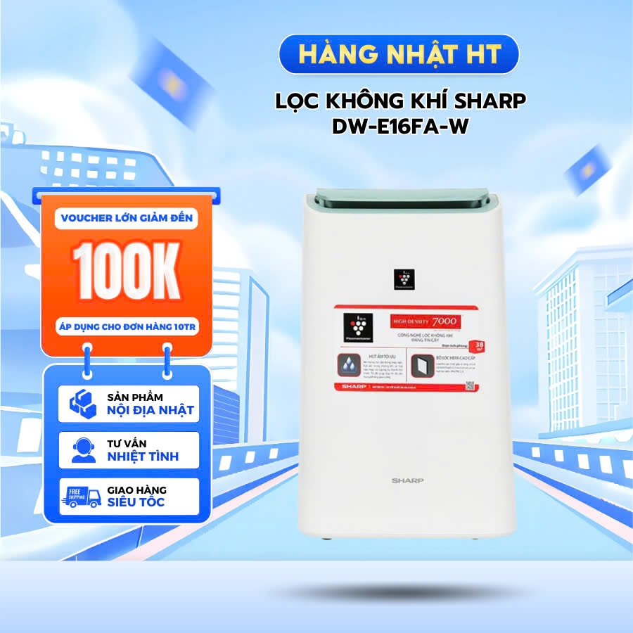 Máy hút ẩm Lọc không khí Sharp DW-E16FA-W | Hàng Chính hãng sharp
