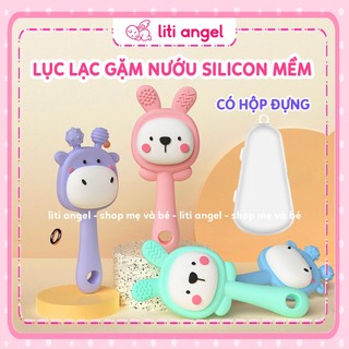  Lục lạc Gặm Nướu hình Thỏ và Hươu cho bé Silicone mềm dẻo an toàn có Hộp đựng 