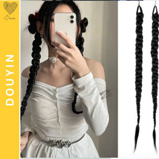 Tóc Giả Tết Hai Bím Xinh Xắn, Tóc Giả Đeo Nhanh, Tóc Bện Đuôi Ngựa Dễ Thương, Dây Buộc Tóc Giả Hottrend dài 70cm (1 Bên)