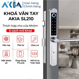 Khóa vân tay AKIA SL210 dành cho cửa nhôm XingFa - Mở khóa vân tay, mật khẩu, thẻ từ, ứng dụng TTLock, BH 24 Tháng