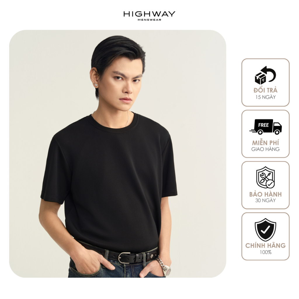 Áo phông nam vải sợi tổng hợp phom rộng Highway (Menswear) Cash