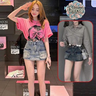 Chân Váy Jean Túi Hộp Nữ Ngắn Kiểu Dáng Chữ A Có Lót Quần Bên Trong - Quần Bò Giả Váy Jean Ethereal