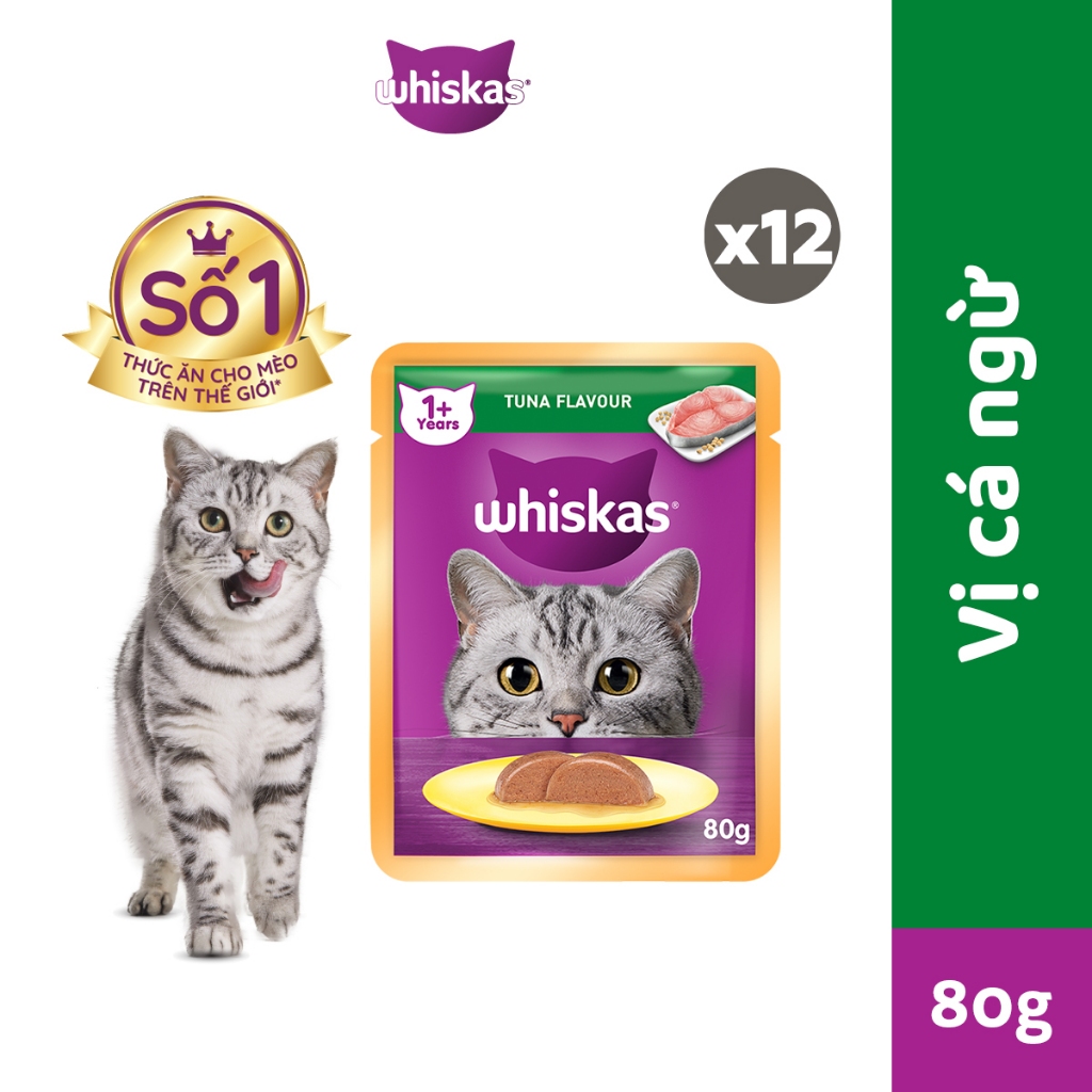 Thức Ăn Cho Mèo Lớn Dạng Sốt WHISKAS - 80g (12 gói)