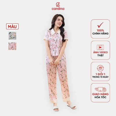 Đồ bộ nữ CARDINA pijama chất lụa satin cao cấp mềm mại dáng basic trẻ trung 5PCD01