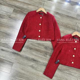 Áo khoác dạ nữ tweed Z@R hàng xuất dư xịn phối cúc siêu đẹp và sang chảnh