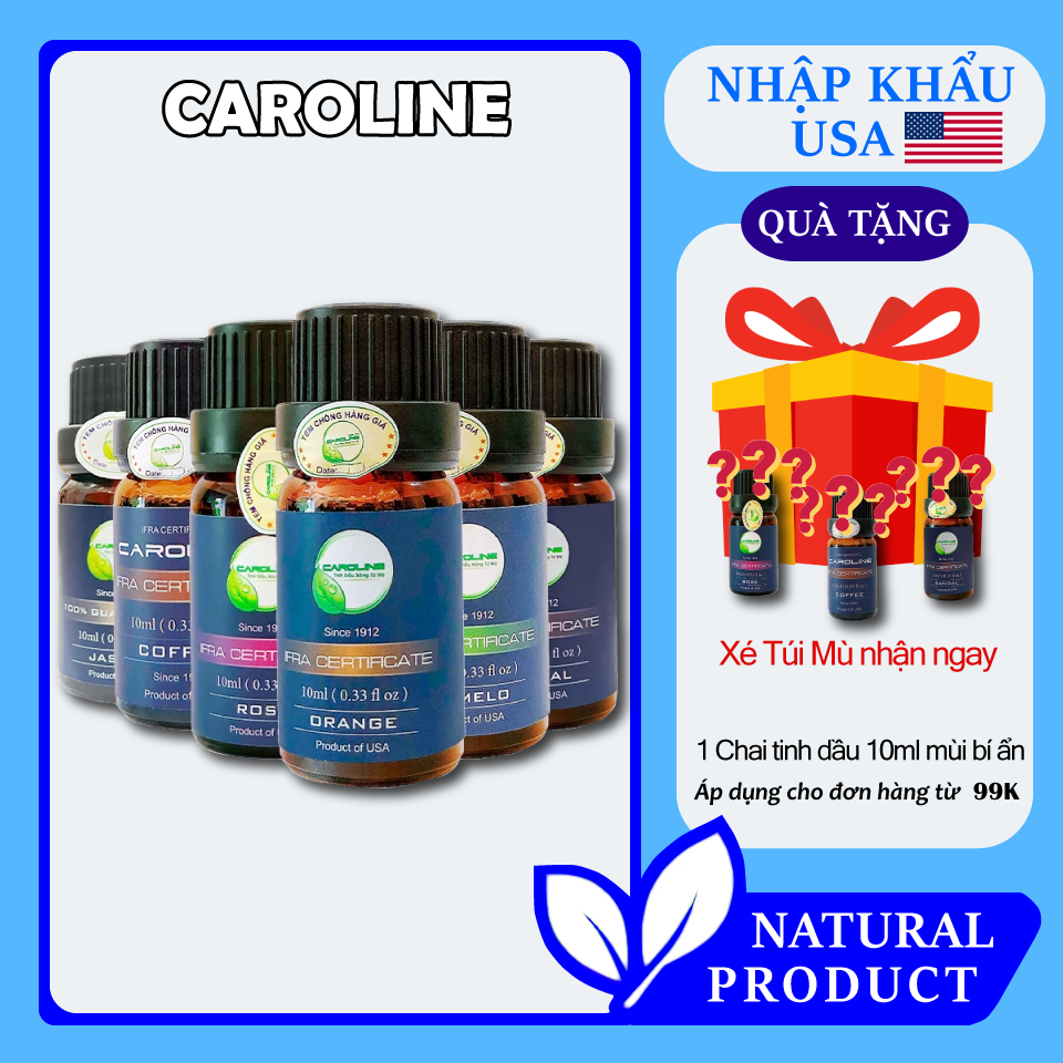 Tinh dầu thơm phòng cao cấp Caroline lọ 10ml - Tinh dầu thiên nhiên - Tinh dầu sả, Lavender, hoa