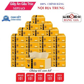  Giấy ăn gấu trúc Sipiao nội địa trung không tẩy trắng siêu dai thùng 30 gói gói 300 tờ 