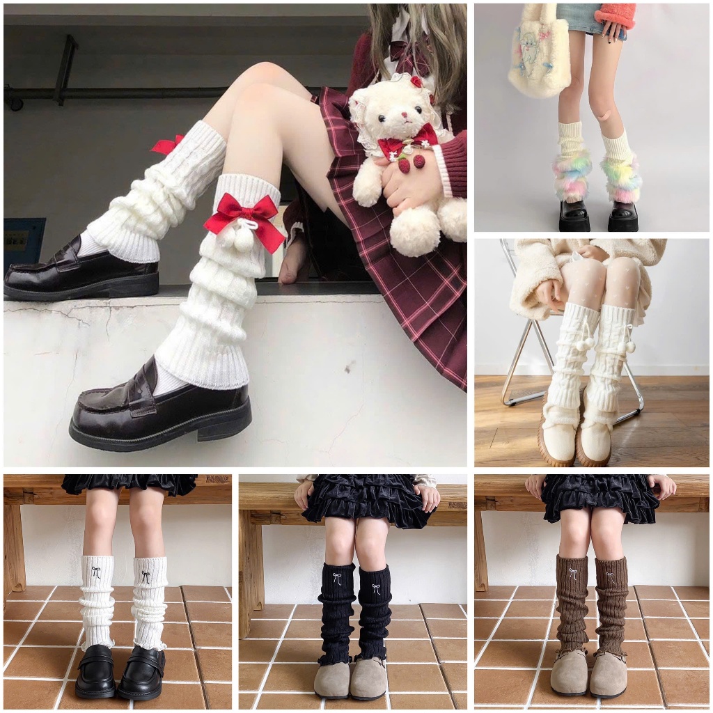  Tất Ống Chân Cho Bé Vớ Dài Dệt Kim Mềm Mịn Tất Ống Len Gắn Cherry Phong Cách Nhật Bản VG15 