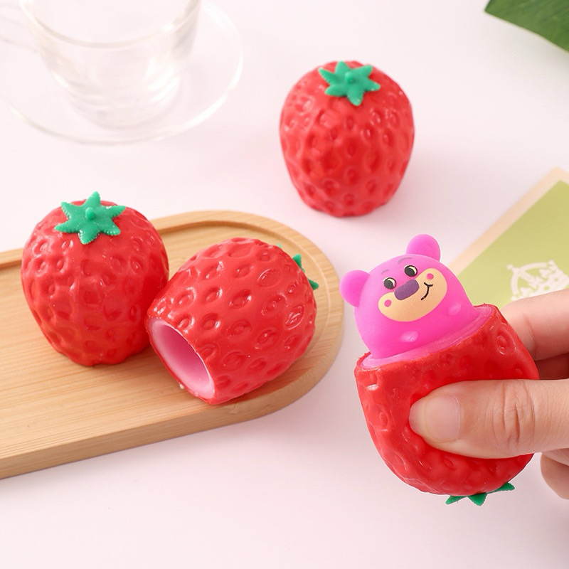 [ KHO SỈ ] Gấu Dâu Bóp - Squishy Mochi Pop, Đồ Chơi Bóp Tay Xả Stress.