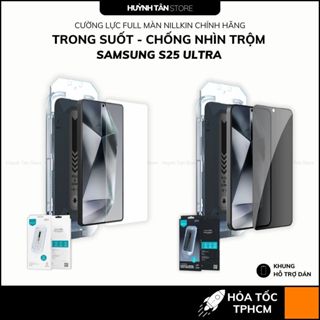 Kính Cường Lực Samsung S25 Ultra chống nhìn trộm Nillkin Cảm Ứng Vân Tay Siêu Nhạy Kèm Khung Trợ Dán