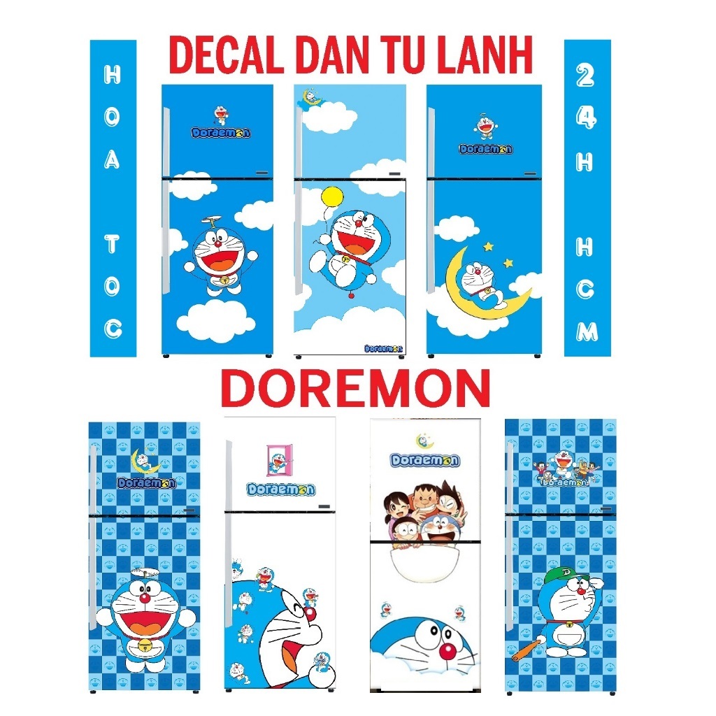 Decal dán tủ lạnh DOREMON (TỔNG HỢP CÁC MẪU) - Trang trí tủ lạnh