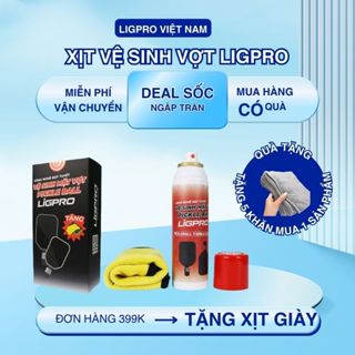  Chai xịt vệ sinh mặt vợt Pickleball LIGPRO 200ml TẶNG KHĂN chuyên dụng bảo quản các loại vợt -NPP Chính thức 