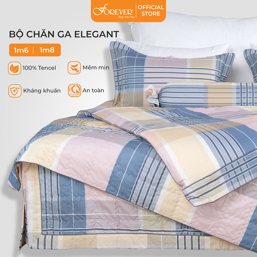 Bộ chăn ga gối Chần Phủ 4 món lụa Tencel Cao cấp Forever Mềm mịn