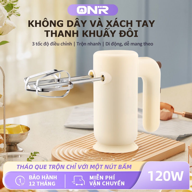 ONR - Máy Đánh Trứng Cầm Tay 5 Tốc Độ (120W, Đánh Kem/ Nhào Bột/ Đánh Trứng),Free shipping
