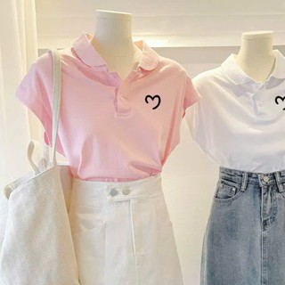 Áo Polo Nữ Tay Hến cổ sen in hình style Hàn Quốc menina_studio, áo thun nữ có cổ Cotton 100% chính phẩm cao cấp