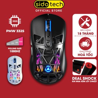 Chuột gaming không dây SIDOTECH G17 bluetooth pin sạc nhẹ có lỗ chip PMW3325 3 mode wirless 2.4g RGB