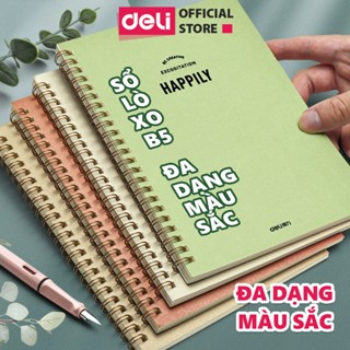[VC LIVE 25K] Sổ tay lò xo ghi chép A5 gáy xoắn 120 trang Deli - Giấy kẻ ngang chống lóa mắt Tập Vở Học Sinh Planner