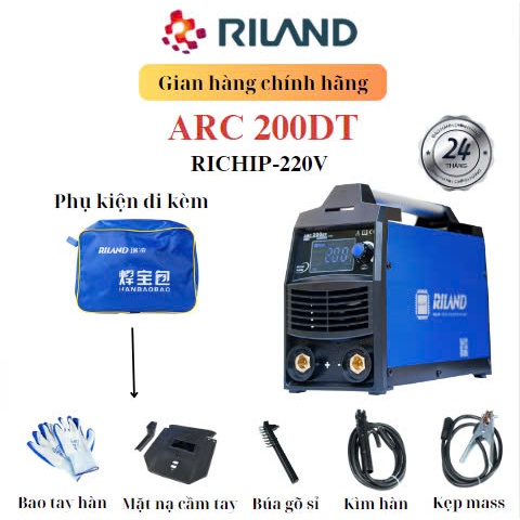 Máy hàn que Riland ARC 200DT - Inverter IGBT, Dải dòng 30-160A, Kích thước nhỏ gọn 295x130x235mm
