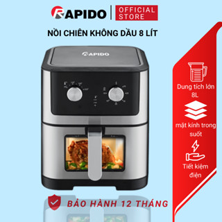 Nồi chiên không dầu Rapido RAF 8.0M dung tích 8L chiên gà vịt nguyên con, chống dính an toàn